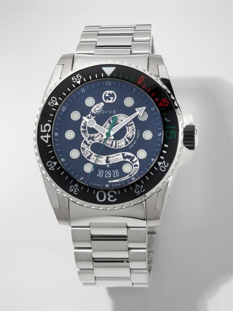 Men's Dive King Snake Stainless Steel Watch with Bracelet