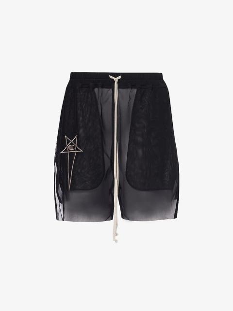Rick Owens Rick Owens x Champion brand-embroidered stretch-woven shorts