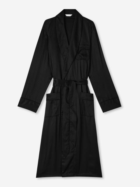 Derek Rose Men's Dressing Gown Woburn 8 Silk Satin Black