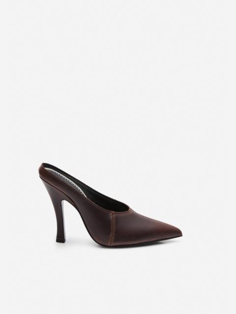 MAGDA BUTRYM Pointed-toe mules in brown leather