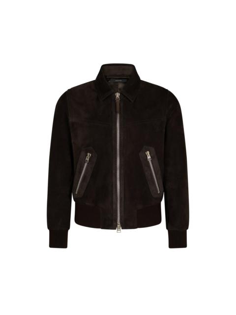 TOM FORD CASHMERE SUEDE COLLAR BLOUSON