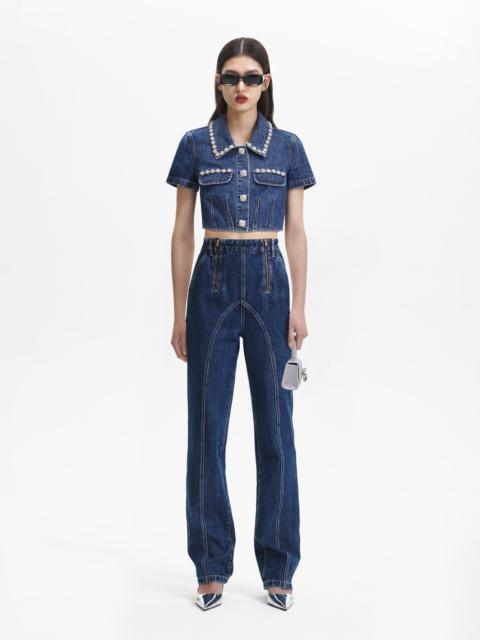 self-portrait Blue Stitch Detail Jeans