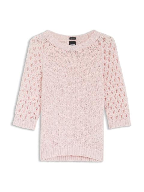 BOSS SWEATER WITH OPEN-KNIT SLEEVES