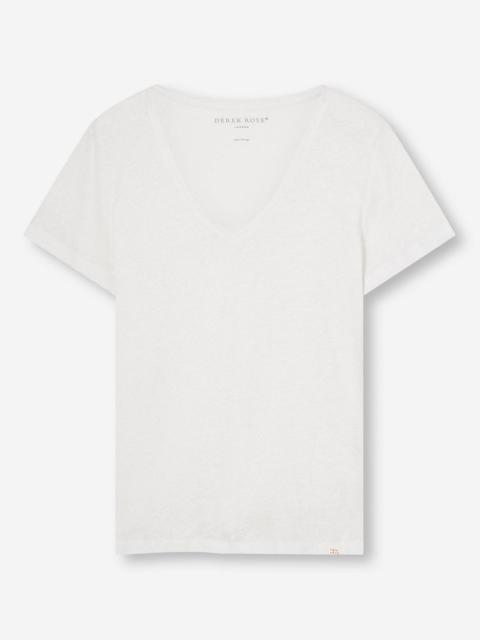 Women's V-Neck T-Shirt Jordan Linen White