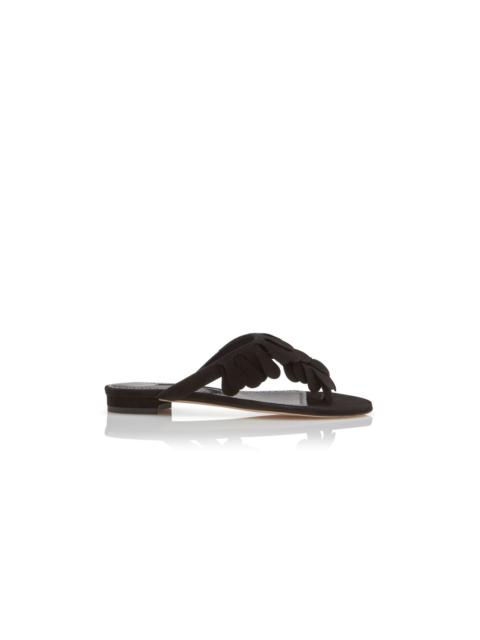 Manolo Blahnik Black Suede Strappy Sandals