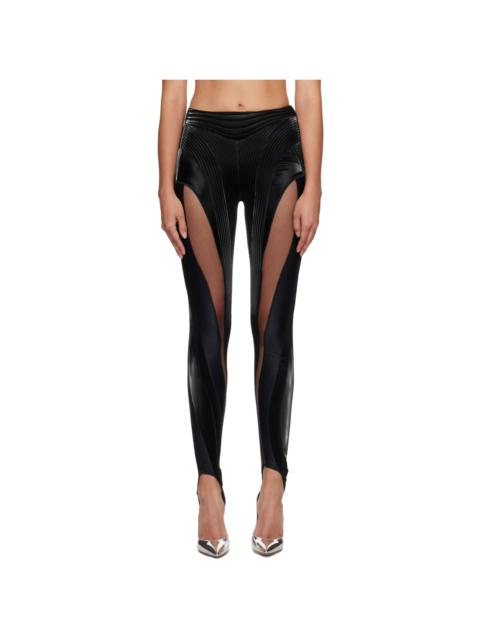 MUGLER Black Quilted Faux-Leather Leggings