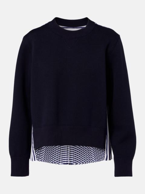 sacai Striped cotton-blend sweatshirt