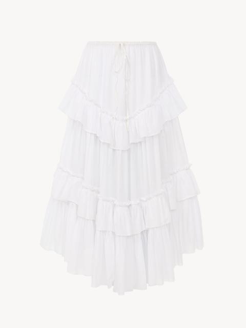 Chloé LAYERED RUFFLED MIDI SKIRT IN COTTON VOILE