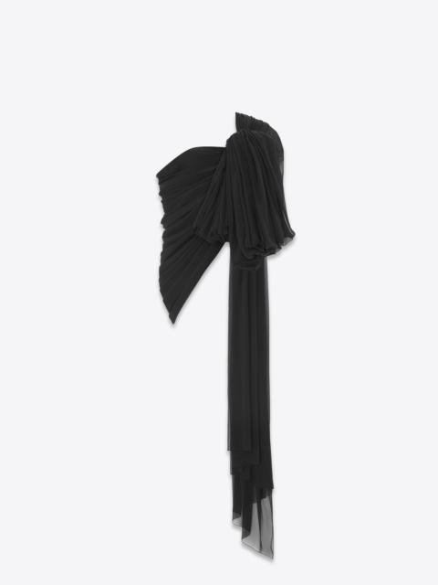 SAINT LAURENT draped one-shoulder top in silk muslin crepe