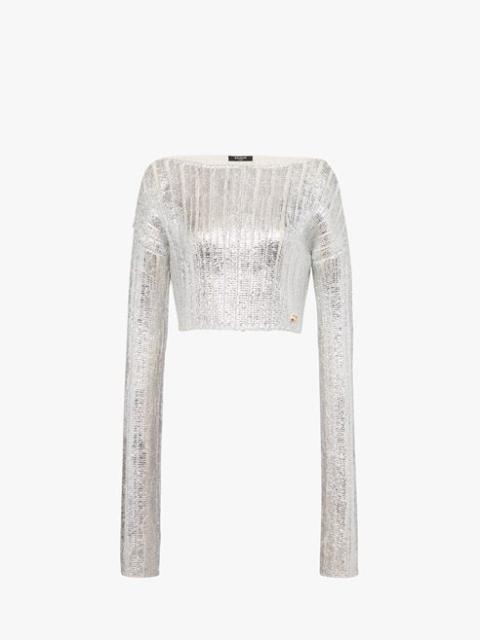 Balmain Cropped silvery wool sweater