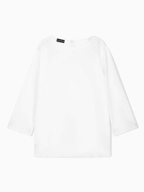 EMPORIO ARMANI Envers-satin blouse with 3/4 sleeves
