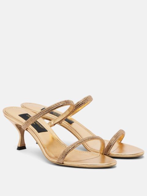 Dolce & Gabbana Crystal-embellished satin mules