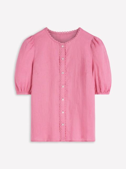 BODEN Leah Short Sleeve Linen Top-Pink Parfait