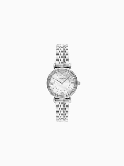 EMPORIO ARMANI TWO-HAND STAINLESS STEEL WATCH