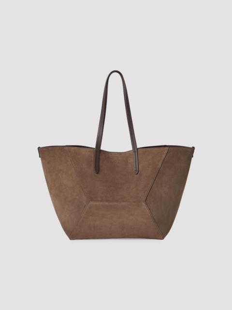 Brunello Cucinelli Women's Duo Large Tote Bag in Suede - Bark