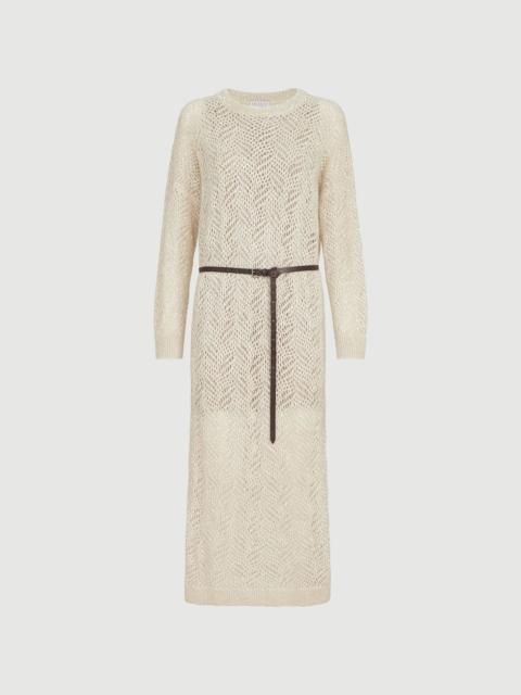 Brunello Cucinelli Dazzling abstract leaf knit dress in mohair and wool