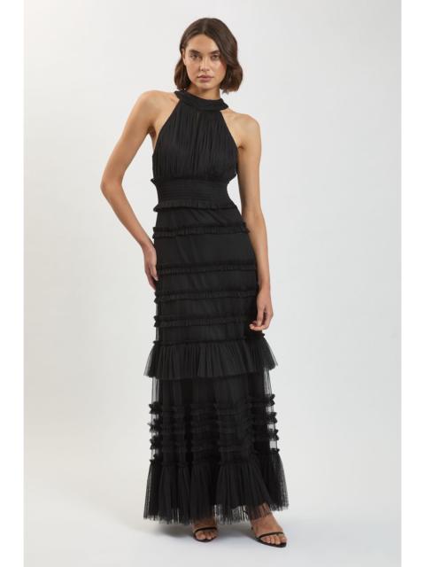 KAREN MILLEN Tulle Layered Halter Neck Maxi Dress