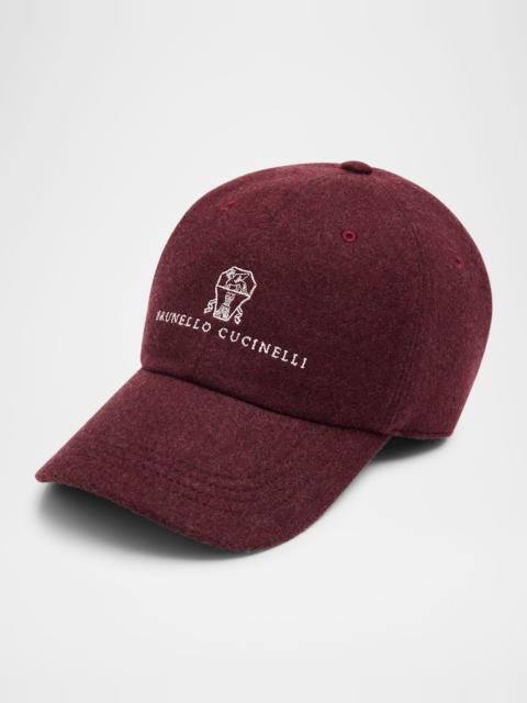 Brunello Cucinelli Men's Wool and Cashmere Logo Baseball Cap