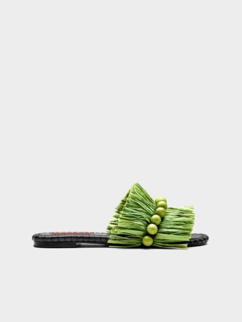 SIMONMILLER Island Fringe Salerno Sandal In Moss Green/Black