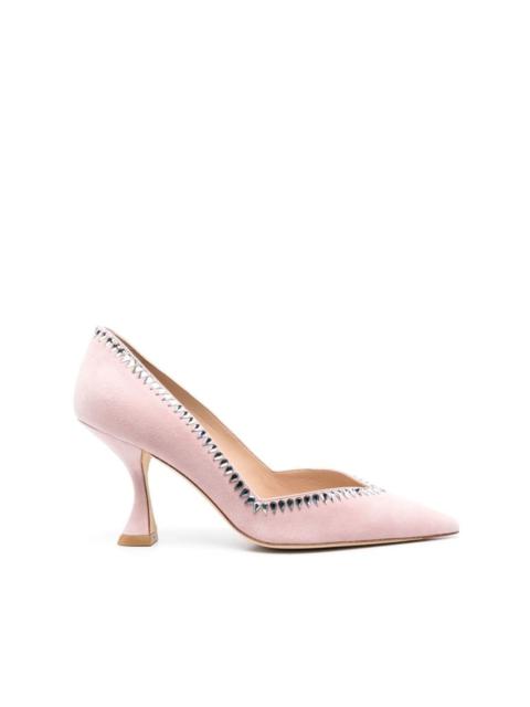 Stuart Weitzman 70mm suede crystal-embellished pumps