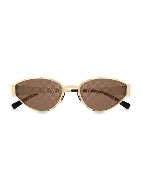 GUCCI Women's Guccissima 55MM Geometric Sunglasses - Gold Brown