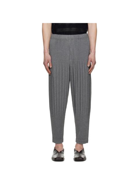 Gray Heather Pleats Trousers
