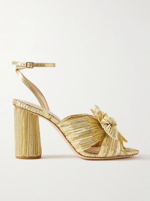 LOEFFLER RANDALL Camellia Bow-embellished Lamé Sandals