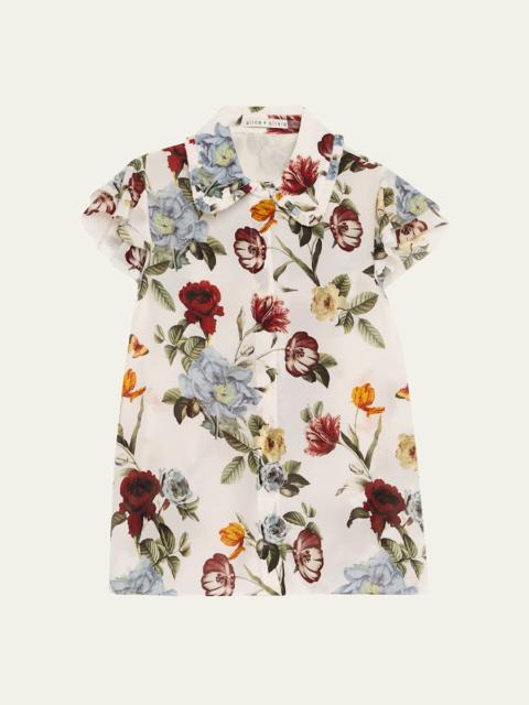Alice + Olivia Martel Flutter-Sleeve Blouse