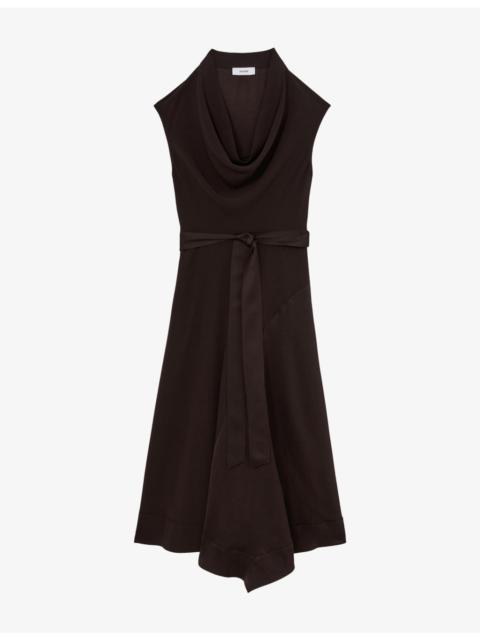 REISS Justine Cowl-Neck Woven Midi Dress