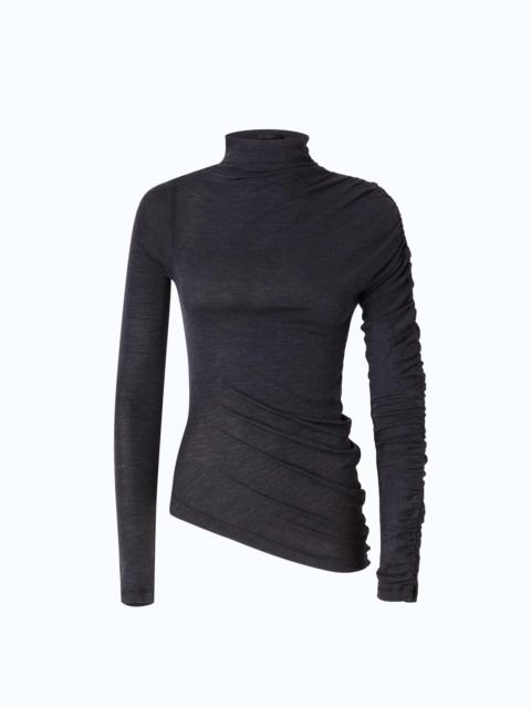 PINKO MOCK-TURTLENECK SWEATER WITH ASYMMETRIC HEM