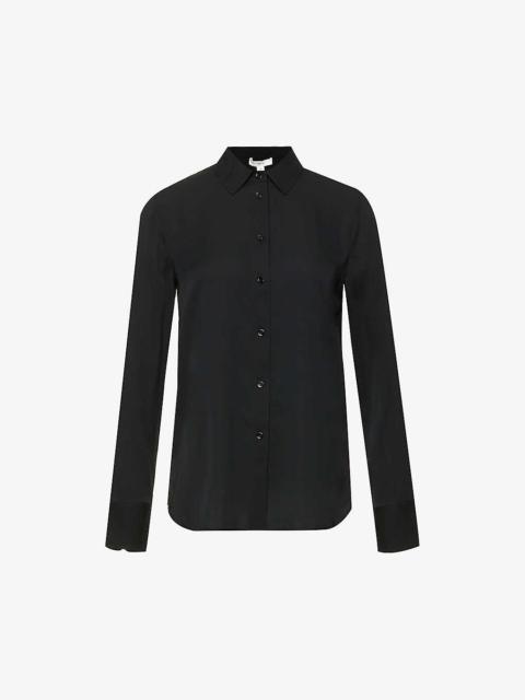 Long-sleeved slim-fit stretch-silk shirt