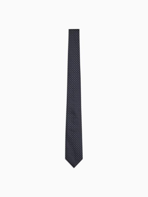 GIORGIO ARMANI Silk tie with micro jacquard polka dots