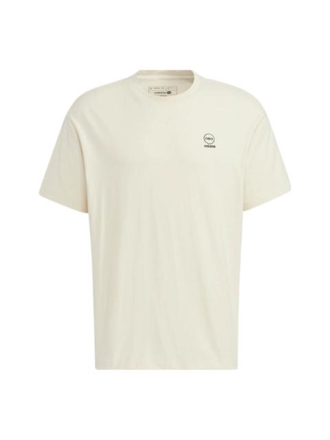 adidas neo SS22 U Cvd Tee Back Alphabet Printing Round Neck Short Sleeve Beige T-Shirt HM2026