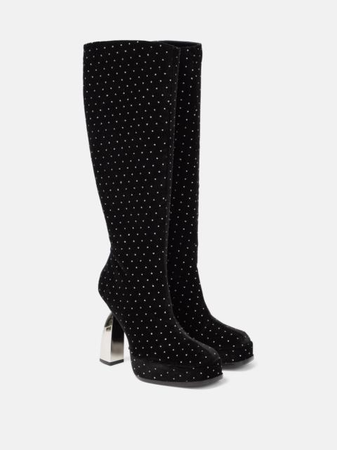 NODALETO Angel S embellished velvet knee-high boots