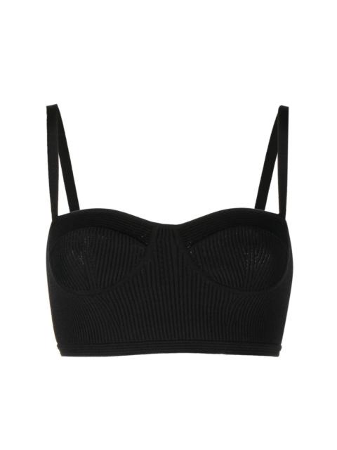 ribbed-knit bra top