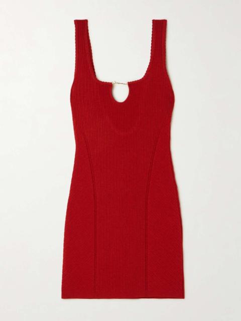 JACQUEMUS Sierra open-back embellished knitted mini dress