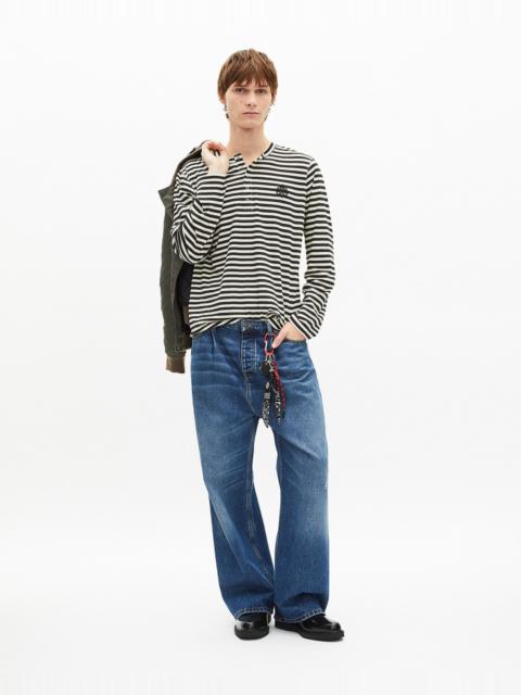 The Kooples BEIGE STRIPED LONG-SLEEVED T-SHIRT