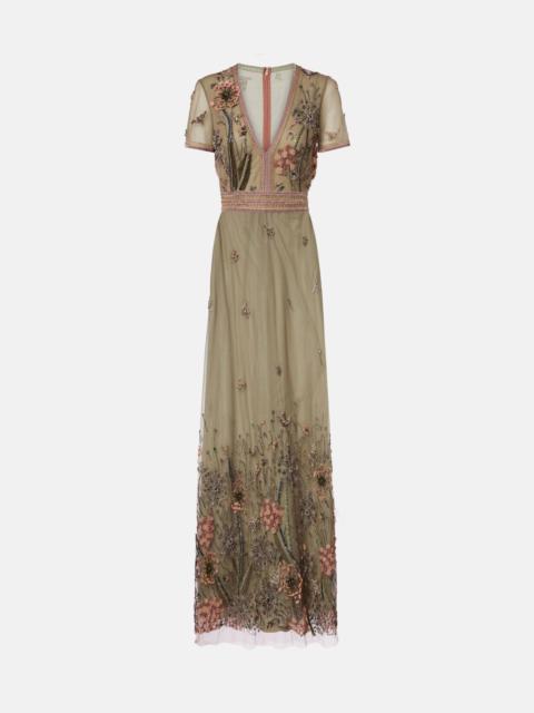 COSTARELLOS Floral embellished gown
