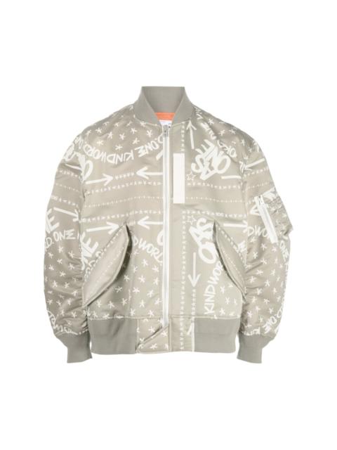 oversize bandana-print bomber jacket