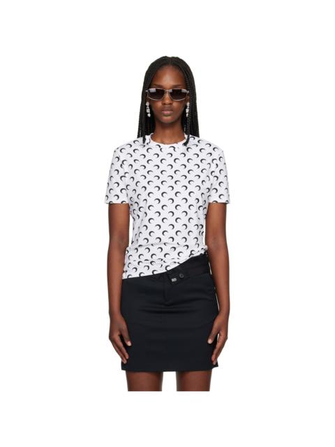 Marine Serre White Moon Printed Jersey Short Sleeves Crewneck T-shirt