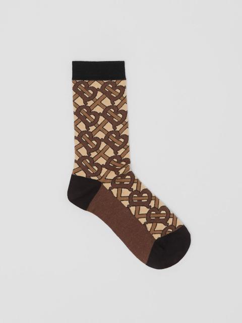 Burberry Monogram Intarsia Cotton Blend Socks