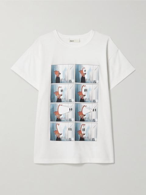 KHAITE Maeve printed cotton-blend jersey T-shirt White