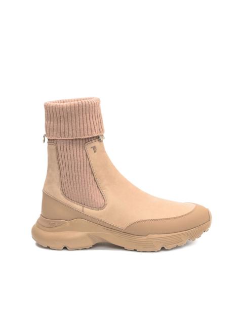 Tod's knitted cuffed calfskin ankle boots
