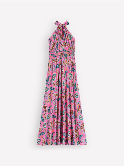 BODEN Sydney Twist Neck Jersey Dress-Pink Paisley