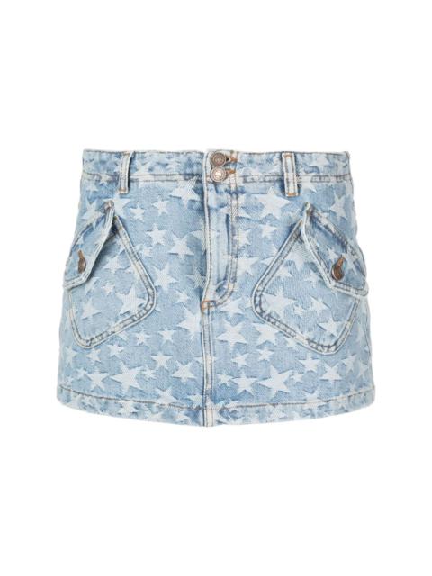 ERL star-print washed-denim mini skirt