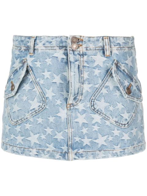 ERL star-print washed-denim mini skirt