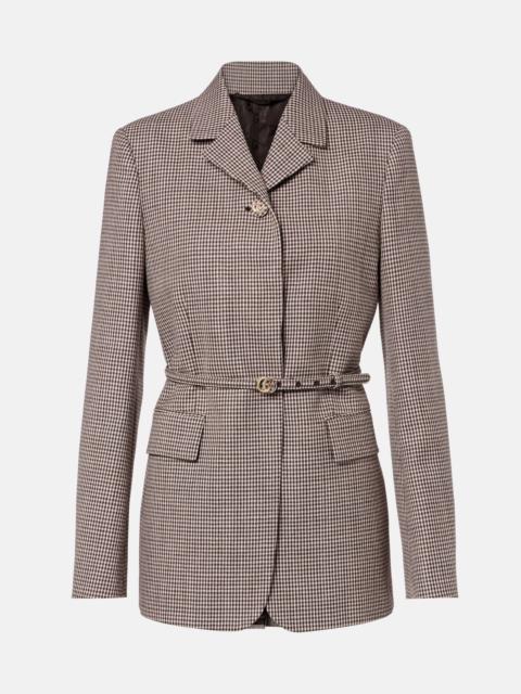 GUCCI Double G gingham belted wool blazer