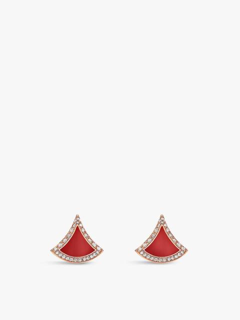 BVLGARI Divas’ Dream 18ct rose-gold, 0.10ct diamond and carnelian earrings