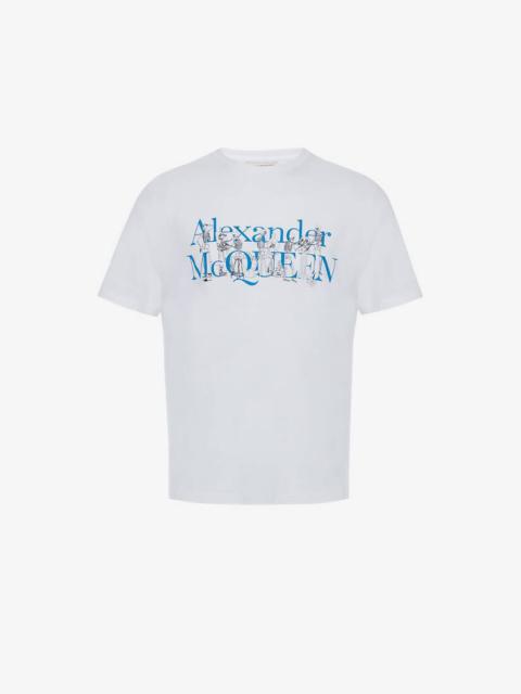 Alexander McQueen Men's Skeleton Band T-shirt in White Mix