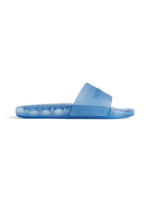 BALENCIAGA Men's Pool Transparent Slide Sandal  in Blue